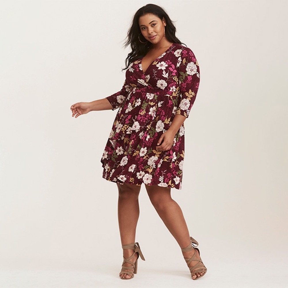 Torrid Floral Faux Wrap Dress
